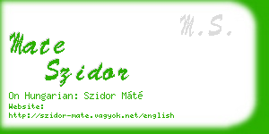 mate szidor business card