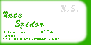 mate szidor business card